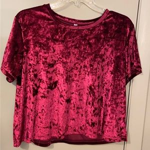 EUC Burgundy Velvet Crop Top size XL